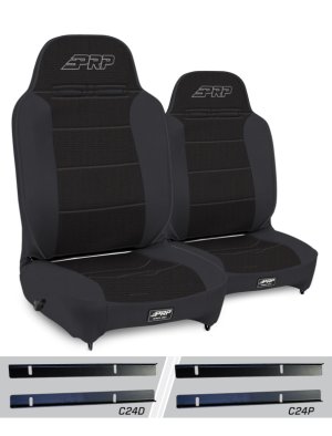 Jeep Wrangler TJ High Back Reclining Suspension Seats - PRP Seats - Enduro - Black - `03-`06